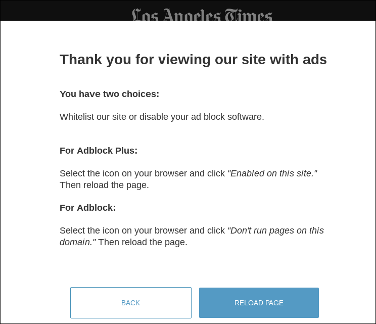 A missing option on the LA Times website